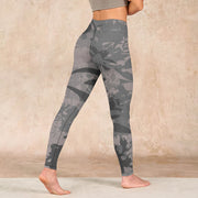 Buddha Stones Gray Leaves Print Gym Leggings Women's Yoga Pants - image 5