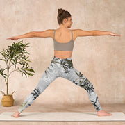 Buddha Stones Dark Gray Bamboo Leaves Print Gym Leggings Women's Yoga Pants - image 11