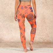 Buddha Stones Orange Maple Leaves Flowers Print Gym Leggings Women's Yoga Pants - image 17