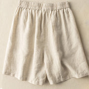 Buddha Stones Casual Plain Color Cotton Linen Women's Shorts With Pockets Women's Shorts BS 14