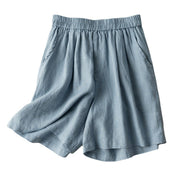 Buddha Stones Casual Plain Color Cotton Linen Women's Shorts With Pockets Women's Shorts BS 5