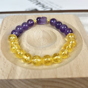 Buddha Stones Citrine Amethyst Pixiu Prosperity Bracelet