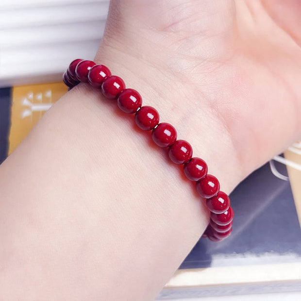 Buddha Stones Natural Cinnabar Beads Pixiu Blessing Bracelet