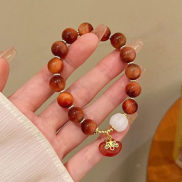 Buddha Stones Natural Red Tiger Eye Pumpkin Calm Bracelet