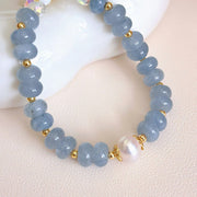 FREE Today: Peace Healing Natural Aquamarine Pearl Shell Bead Bracelet