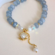 FREE Today: Peace Healing Natural Aquamarine Pearl Shell Bead Bracelet