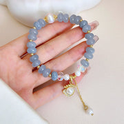 FREE Today: Peace Healing Natural Aquamarine Pearl Shell Bead Bracelet