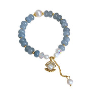 Buddha Stones Natural Aquamarine Pearl Shell Healing Bead Bracelet