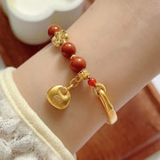 Buddha Stones South Red Agate Fu Character Ingot Half Bracelet Bracelet BS 3