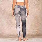 Buddha Stones Ink Painting Mountain Pavilion Print Fitness Leggings Women's Yoga Pants