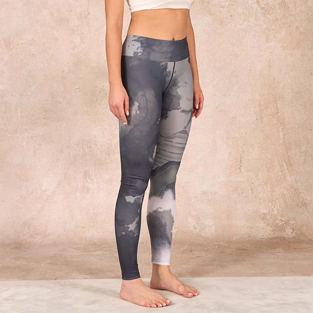 Buddha Stones Ink Painting Mountain Pavilion Print Fitness Leggings Women's Yoga Pants - image 3