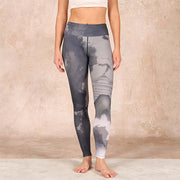 Buddha Stones Ink Painting Mountain Pavilion Print Fitness Leggings Women's Yoga Pants - image 2