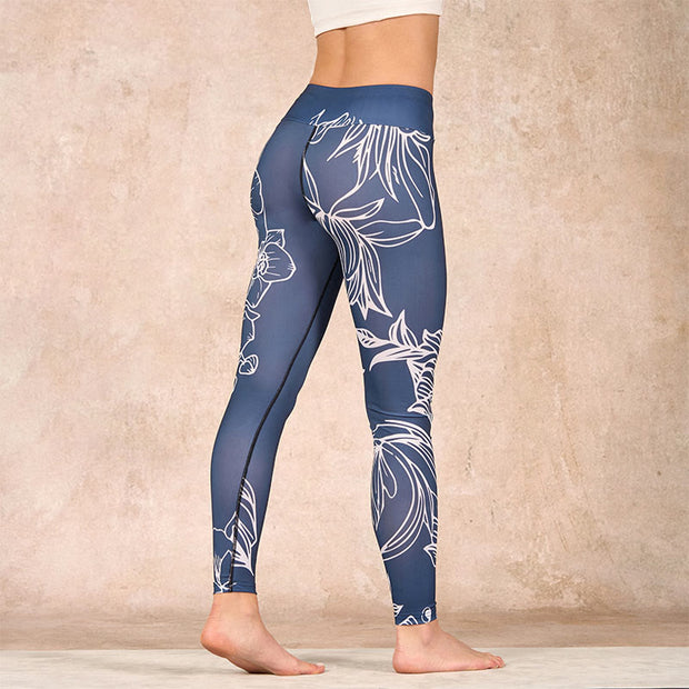 Buddha Stones Peony Epiphyllum Flowers Print Gym Fitness Leggings Women's Yoga Pants - image 4