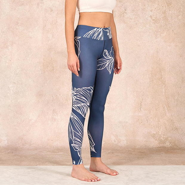 Buddha Stones Peony Epiphyllum Flowers Print Gym Fitness Leggings Women's Yoga Pants Leggings BS 2