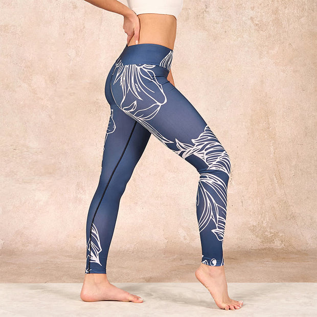 Buddha Stones Peony Epiphyllum Flowers Print Gym Fitness Leggings Women's Yoga Pants - image 11