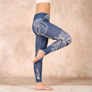 Buddha Stones Peony Epiphyllum Flowers Print Gym Fitness Leggings Women's Yoga Pants