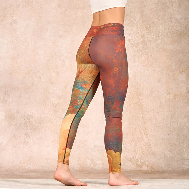 Buddha Stones Auspicious Clouds Print Lycra Fabric Fitness Leggings Women's Yoga Pants - image 4