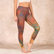 Buddha Stones Auspicious Clouds Print Lycra Fabric Fitness Leggings Women's Yoga Pants - DarkGoldenrod - US18，UK/AU22，EU50 (4XL) - image 1