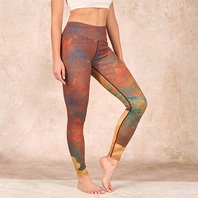 Buddha Stones Auspicious Clouds Print Lycra Fabric Fitness Leggings Women's Yoga Pants - DarkGoldenrod - US18，UK/AU22，EU50 (4XL) - image 1