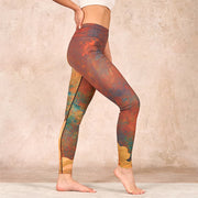 Buddha Stones Auspicious Clouds Print Lycra Fabric Fitness Leggings Women's Yoga Pants