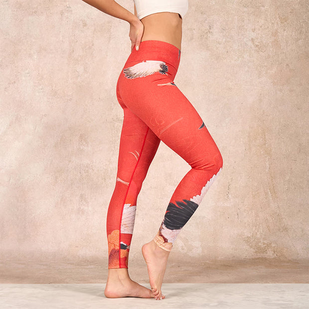 Buddha Stones Crane Print Lycra Fabric Fitness Leggings Women's Yoga Pants - image 12