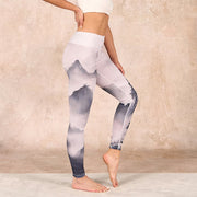 Buddha Stones Splash-ink Landscape Painting Print Fitness Leggings Women's Yoga Pants - image 3