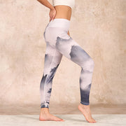 Buddha Stones Splash-ink Landscape Painting Print Fitness Leggings Women's Yoga Pants Leggings BS 12