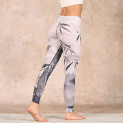 Buddha Stones Ink Bamboo Pine Mountains Print Gym Leggings Women's Yoga Pants