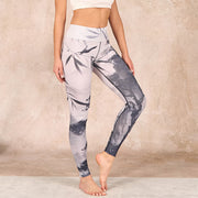 Buddha Stones Ink Bamboo Pine Mountains Print Gym Leggings Women's Yoga Pants - LightGrey - US18，UK/AU22，EU50 (4XL) - image 1