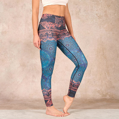 Buddha Stones Green Mandala Flower Print Gym Fitness Leggings Women's Yoga Pants - CadetBlue - US18，UK/AU22，EU50 (4XL) - image 1