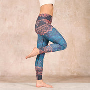 Buddha Stones Green Mandala Flower Print Gym Fitness Leggings Women's Yoga Pants