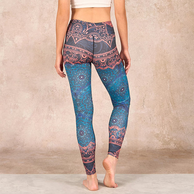 Buddha Stones Green Mandala Flower Print Gym Fitness Leggings Women's Yoga Pants