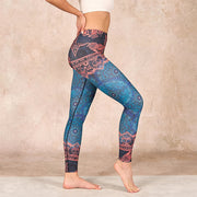 Buddha Stones Green Mandala Flower Print Gym Fitness Leggings Women's Yoga Pants