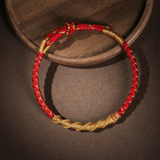 Buddha Stones Tibetan Colorful Gold Thread Dragon Scale Knot Protection Braided Bracelet Bracelet BS Red 13-21cm