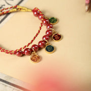 Buddha Stones Cinnabar Peace And Joy Red String Adjustable Blessing Braided Bracelet Bracelet BS 3