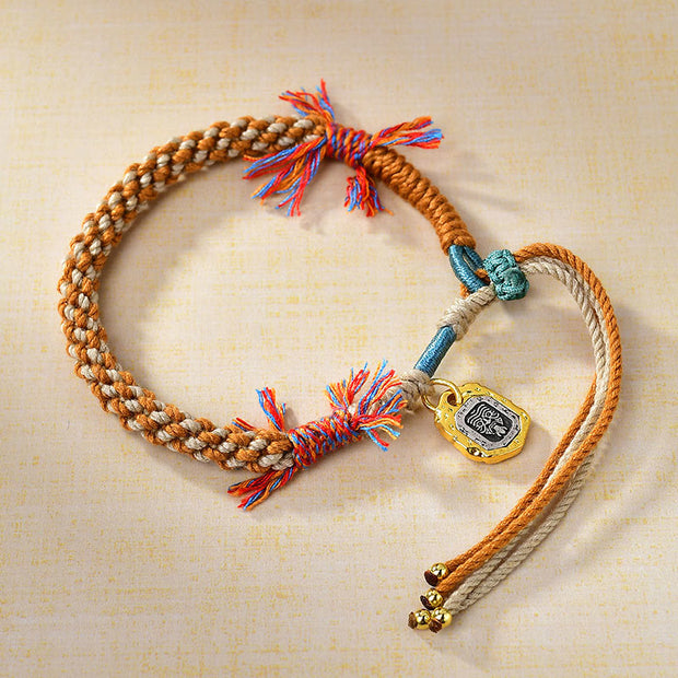 Buddha Stones Tibetan Colored Rope Zakiram Goddess Of Wealth Adjustable Protection Bracelet Bracelet BS Tibetan Colorful Rope (Wrist Circumference: 13-21cm)