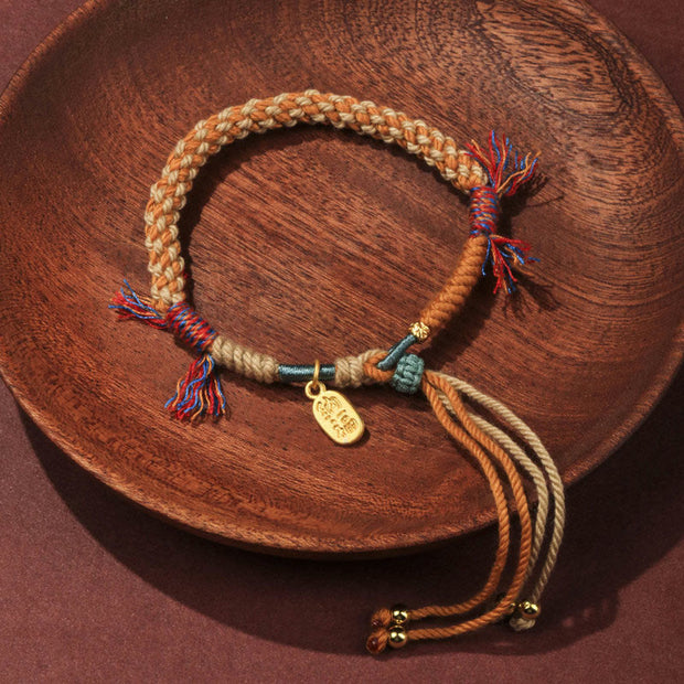 FREE Today: Happiness and Fortune Tibetan Hand-woven Colored Rope Adjustable Tassels Nafu Fu Character Bracelet