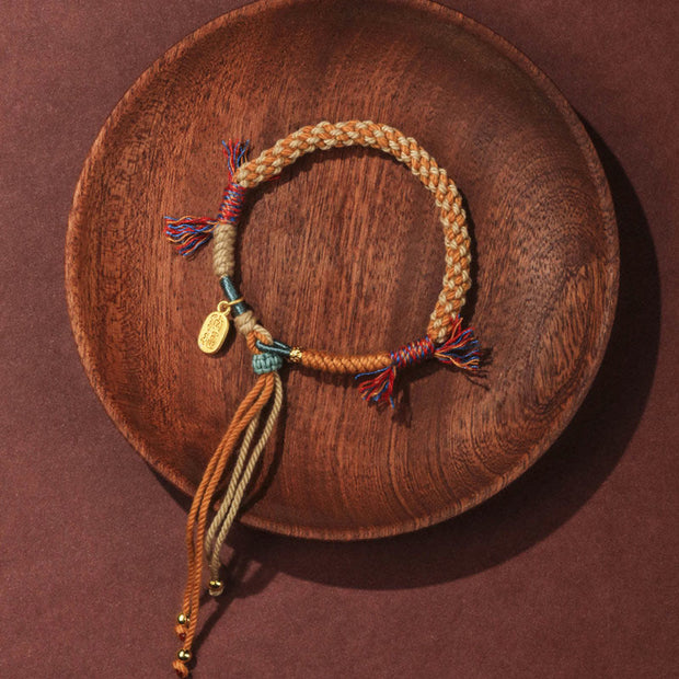 FREE Today: Happiness and Fortune Tibetan Hand-woven Colored Rope Adjustable Tassels Nafu Fu Character Bracelet