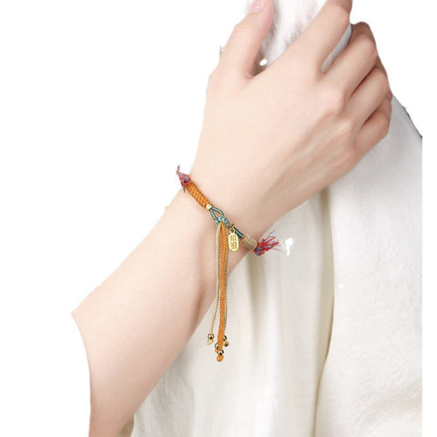 FREE Today: Happiness and Fortune Tibetan Hand-woven Colored Rope Adjustable Tassels Nafu Fu Character Bracelet