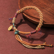 FREE Today: Happiness and Fortune Tibetan Hand-woven Colored Rope Adjustable Tassels Nafu Fu Character Bracelet