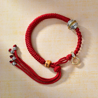 Buddha Stones Tibetan Red Rope Diamond Knot Luck Braided Bracelet Bracelet BS Red String (Wrist Circumference: 13-21cm)