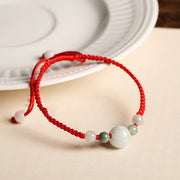 Buddha Stones Jade Pumpkin Flat Knot Luck Red String Bracelet