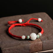 Buddha Stones Jade Pumpkin Flat Knot Luck Red String Bracelet