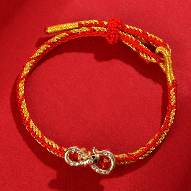 Buddha Stones Red String Mobius Strip Year Of The Snake Luck Braided Bracelet Bracelet BS 1