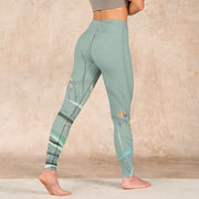 Buddha Stones White Pink Orchids Leaves Print Gym Leggings Women's Yoga Pants - image 5