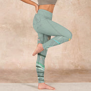 Buddha Stones White Pink Orchids Leaves Print Gym Leggings Women's Yoga Pants - image 16