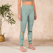 Buddha Stones White Pink Orchids Leaves Print Gym Leggings Women's Yoga Pants - image 4
