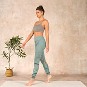 Buddha Stones White Pink Orchids Leaves Print Gym Leggings Women's Yoga Pants - image 13