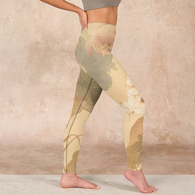 Buddha Stones Lotus Flowers Leaves Print Gym Leggings Women's Yoga Pants - image 17