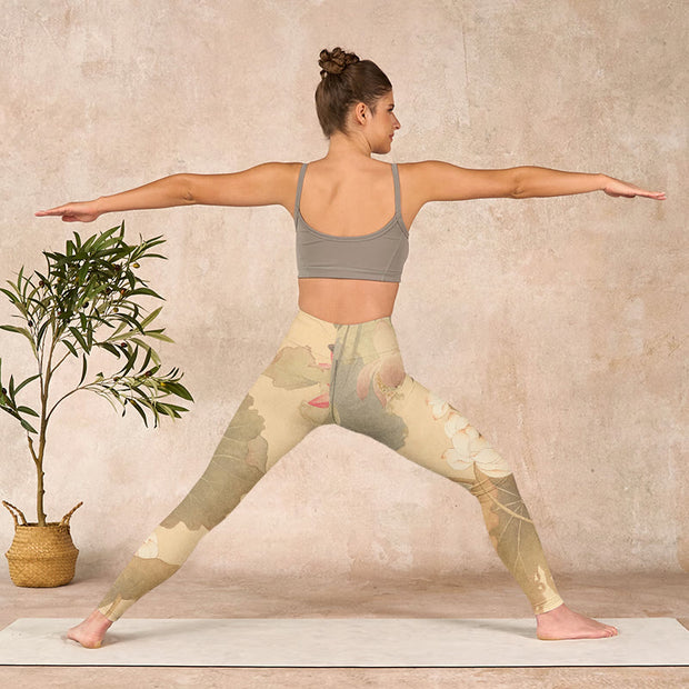 Buddha Stones Lotus Flowers Leaves Print Gym Leggings Women's Yoga Pants - image 11